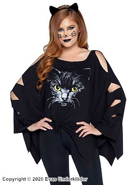 Cat (woman), costume poncho, cold shoulder, cut out